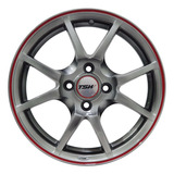 Jogo Roda Tsw Trackstar Aro 15 4x108 Dark Glosford Ka fiesta