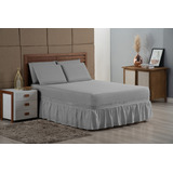 Jogo Roupa De Cama King Size Lençol 3pçs Saia Box 170 Fios