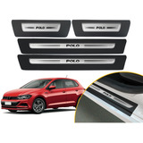 Jogo Soleira Resinada Porta Vw Polo Modelo Aço Escovado Drop