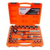 Jogo Soquete Estriado 8 A 32mm 1 2 Catraca 22 Pçs Robust