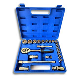 Jogo Soquetes 22 Peças 10 A 32mm Kit De Ferramentas Completo Cor Azul