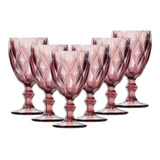 Jogo Taça Diamond diamante Vidro Água Vinho 6un Cores