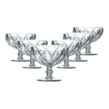 Jogo Taça Sobremesa Sorvete De Vidro 310ml Diamante Luxuoso Cor Transparente