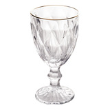 Jogo Taças Com Fio De Ouro Transparentes 6un 300ml Diamond