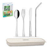 Jogo Talher Infantil Tramontina Baby Inox 5 Peças Com Estojo