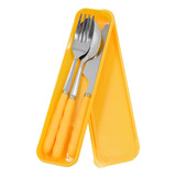 Jogo Talheres 3 Pcs Inox C Estojo Garfo Faca Colher Compacto