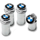 Jogo Tampa Com 4 Bico Válvula Antifurto Capa Cromado Bmw