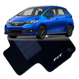 Jogo Tapete Carpete Honda New Fit 10mm Premium Bordado Preto