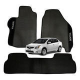 Jogo Tapete Sentra 2007 A 2013 Carpete Bordado Preto 3pçs