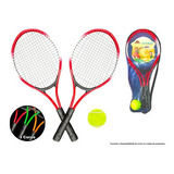 Jogo Tênis C Par Raquetes 52cm Bolinha Colors