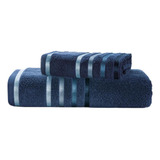 Jogo Toalha Banhão 2pç Fio Penteado 500g m Lumina Karsten Cor Azul marinho