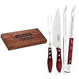 Jogo Trinchante Tramontina Com Lâminas Em Aço Inox E Cabos De Madeira Tratada Polywood Vermelho 03 Peças