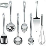 Jogo Utensílios Cozinha Em Aço Inox Kit 7 Peças Conjunto
