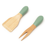 Jogo Utensilios Para Queijo Bambu 2pcs Verde Salvia Oikos