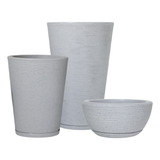 Jogo Vasos Luxo Grafiato Planta Casa Jardim Decoração P M G