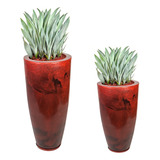 Jogo Vasos Planta Liso Com Prato Moderno Luxo Marmorizado
