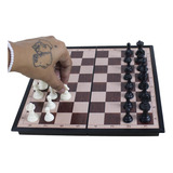 Jogo Xadrez E Damas Luxo 26cm Tabuleiro Dobrável E Magnético