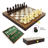 Jogo Xadrez Imã 29x29 Cm Madeira Tabuleiro Profissional