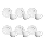 Jogo Xícara Café Píres Cerâmica Porto Roma Branca 72ml Kit 6