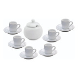 Jogo Xicaras Café Com Pires E Açucareiro Porcelana 13 Pçs