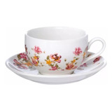 Jogo Xícaras Chá Com Pires 12 Peças Porcelana 160ml