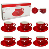 Jogo Xícaras D Café Com Pires Porcelana 90ml 12pçs Chá Leite