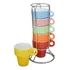 Jogo Xícaras De Café 6 Und 50ml Porcelana Colorida Suporte