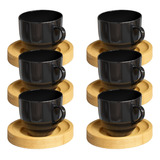 Jogo Xicaras De Porcelana Cafe Expresso Preta 12 Peças