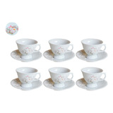 Jogo Xícaras Decorado Porcelana Schmidt 1 linha Total 12 Pçs