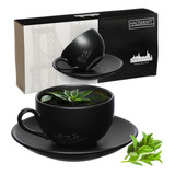 Jogo Xícaras Porcelana 160ml Chá Pires Manhattan Preta 12pçs