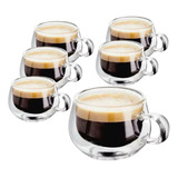 Jogo Xícaras Vidro Duplo Caneca Copo Parede Dupla Café Chá
