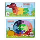 Jogos Infantis 2 Quebra cabeça Madeira Brinquedo Educativo