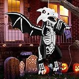 Joiedomi 5 FT Halloween Inflatable Flying Skeleton Dragon With Build In LEDs Outdoor Hanging Blow Up Giant Inflatables Dragon With Wings For Halloween Outdoor Yard Garden Lawn Decoration