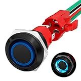 Joinfworld Interruptor De Botão De Pressão 20A 12V Com Travamento De 19 Mm Com LED Azul De 12 Volts À Prova D Água Interruptor Liga Desliga 20 Amp Resistente Para Motocicleta De Carro De Caminhão De B