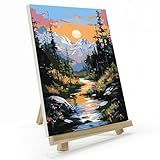 JOOZ Kit De Pintura De Montanha Por Números Para Adultos Kit De Pintura Por Números Para Adultos Com Moldura Kits De Pintura De Cenário DIY Por Números Para Adultos Em Tela Kit De Pintura A óleo