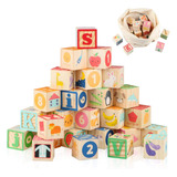 Joqutoys Abc Blocos De Construção De Madeira Para Crianças D