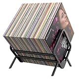 JORDFY Suporte De Armazenamento De Discos De Vinil Comporta 80 100 LP De Armazenamento Suporte Para Tocadores De Discos De Metal Montagem Simples Design De Arco Alto Suporte De Vinil Seguro E Protegido Organize álbuns Livro Revista Arquivos