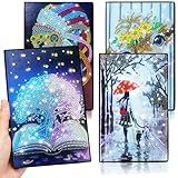 Josongslax Kits De Arte De Diamante Para Adultos Pacote Com 4 Diário DIY 5D Cadernos De Pintura De Diamantes Caderno De Desenho A5 Com Ferramentas Artesanato De Arte De Pedras De Pontos Para