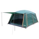 JOYFOX Barraca De Camping 5-8 Pessoas Impermeável Com Toldo- 2 Quartos E Sala- 380x260x195cm- Montagem Manual- Alta Resistência à Chuva