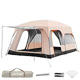 JOYFOX Barraca De Camping Acampamento 8 Pessoas Grande Família 380 X 260 X 195cm Cor Bege 2000mm Impermeavel