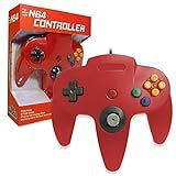 Joystick Controlador Com Fio Clássico Old Skool Para Sistema De Jogos Nintendo 64 N64   Vermelho