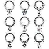 JOYTOYOU 9 Peças 16G Kit De Anéis De Nariz Conjunto De Anéis De Septo Aço Inoxidável Pingente Cartilagem Helix Tragus Brincos Piercing Piercing De Nariz Joias 8 Mm 10 Mm 8MM Aço Inoxidável Zircônia