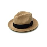 Joywant Chapéus Masculinos Fedora De Palha Com Aba De Pressão FPS 50 Chapéu Panamá De Praia Para Homens Bruva Marrom Tamanho Nica