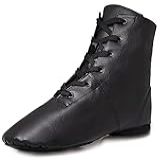 Jruzn Botas De Jazz Sapatos De Dança  Sapatos De Jazz Preto De Cano Alto Com Cadarço   Sapatos De Dança De Couro Premium   Sola Dividida Sobre O Tornozelo Botas De Jazz Para Mulheres  Meninas E