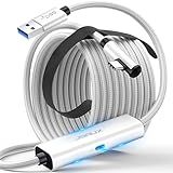 JSAUX Cabo Link Com Carregamento De 18 W De 5 M Compatível Com Oculus Meta Quest 3S 3 2 Pro E Pico 4 PC VR Acessórios Steam VR Cabo De Dados 2 Em 1 De Alta Velocidade 5 Gbs USB3 0 Para USB C Para