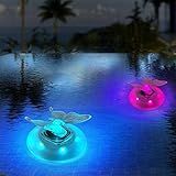 JTLB 2 Peças De Luzes Solares Flutuantes De LED Para Piscina Que Mudam De Cor Bola De Sol Inflável à Prova D água Para Decoração De Jardim Funciona Até 8 Horas Com Luz Solar Direta Borboleta 