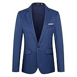 Jueshanzj Terno De Negócios Masculino Primavera E Outono Jaqueta Masculina Casual Slim Azul Royal X Large