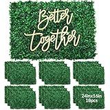 Juinte 18 Painéis De Buxo Artificial De Parede De Fundo De Grama Artificial De 61 Cm X 40 Cm E Placa Neon De 42 X 32 Cm Com Interruptor Regulável Para Decoração De Parede  Decoração De Festa De Fundo
