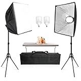 Julius Studio 2 Conjuntos Kit Refletor De Iluminação LED Softbox De 50 X 71 Cm Com Lâmpada LED Equivalente A 300 W 6000 K Alto Brilho Suportes De Tripé Bolsa De Transporte Para Estúdio De