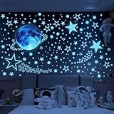 JUNEBRUSHS Adesivos De Parede Que Brilham No Escuro Estrelas Para Teto 999 Peças De Estrelas Luminosas E Lua Adesivos De Parede Planetas Espaço Para Quarto E Sala De Estar Adesivos De Parede Para